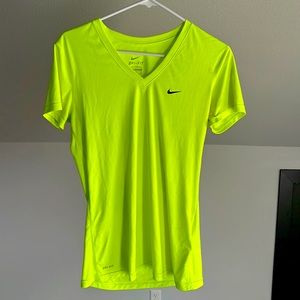 Neon green Nike Dri-Fit shirt